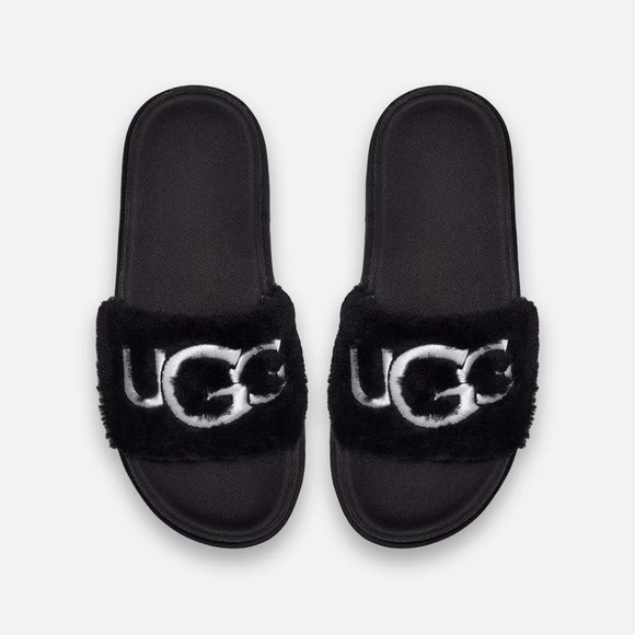 UGG Laton Black Fur Slides - Picture 5 of 6